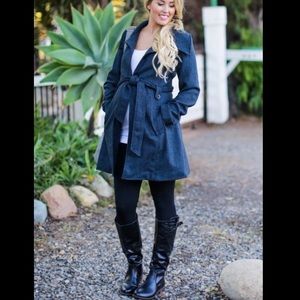 Pinkblush Maternity Navy Sash Tie Coat